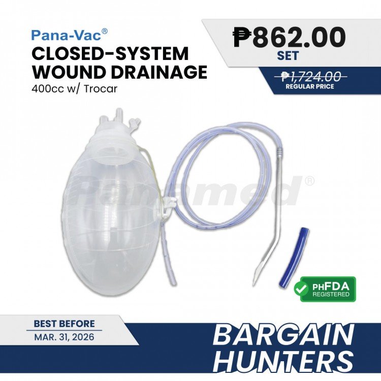 Bargain Hunters - Pana-Vac Closed-System Wound Suction 400ml w/ Trocar